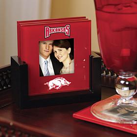 Set of 4 Photo Coasters with Holder - University of Arkansas Razerb...