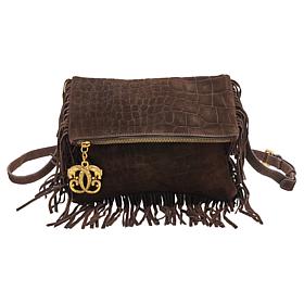Sharif Legacy Croco-Embossed Suede Fringe Crossbody