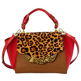 Sharif Legacy Haircalf and Epi Leather Engraved Leaf Satchel