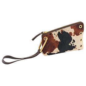 Sharif Legacy Lush Hair Calf Exotic Print Wristlet Clutch