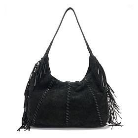 Sharif Legacy Suede Metallic Fringe Hobo with Whipstitching
