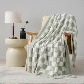 Snuggle Sac UltrCozy Checkered 50x60 Feather Yarn Knit Throw