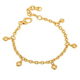 Soave Oro 14K Gold Electroform Heart Drop Ankle Bracelet 