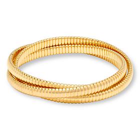 Soave Oro 14K Gold Electroform Interlocking Tubogas Bangles - Set of 3