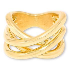 Soave Oro 14K Yellow Gold Electroform Crossover Detail Ring