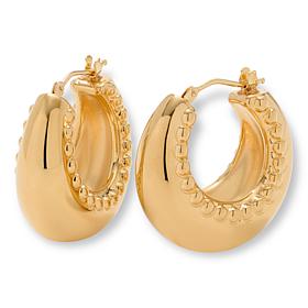 Soave Oro 14K Yellow Gold Electroform Studded Hoop Earrings