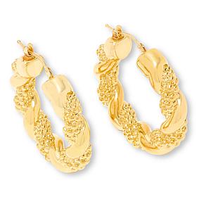 Soave Oro 14K Yellow Gold Electroform Twist Texture Hoop Earrings