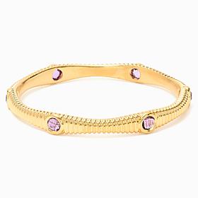 Soave Oro Gold Electroform Wavy Ribbed Gemstone Bangle Bracelet