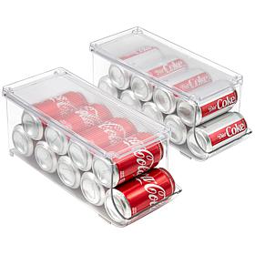 Sobus 2-pack Stackable Clear Plastic Soda Can Organizer with Lids