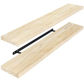 Solid Pine Wood Floating Shelves, 9" x 35", 2-Pack