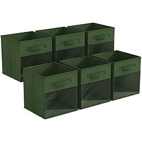 Sorbus 11" Foldable Storage Bin 6-pack with Clear Window