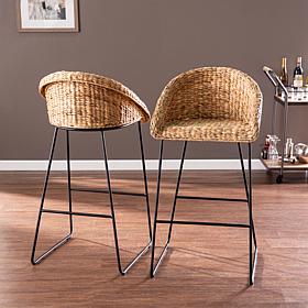 Southern Enterprises Aprille Water Hyacinth Bar Stools 2pc Set