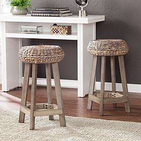 Southern Enterprises Drayton Round Water Hyacinth Stools 2-pack - 24"