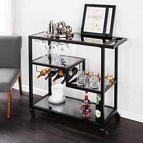 Southern Enterprises Holly&Martin Zephs Bar Cart - Black/Smoked Mirror
