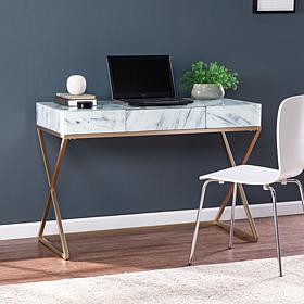 Southern Enterprises Largo Faux Marble Writing Desk with Storage