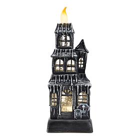 Spooky Lane Haunted House Swirling Glitter Candle 