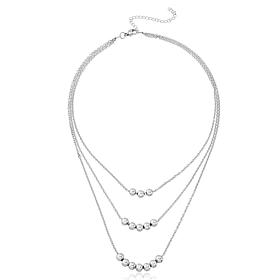 Stately Steel 18" Three-Strand Beaded Necklace