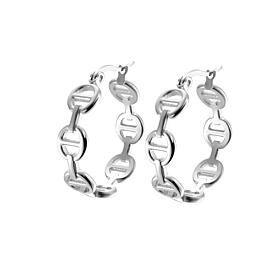 Stately Steel Buckle Hoop Earrings