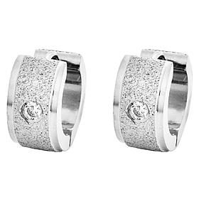 Stately Steel Cubic Zirconia Sandy Huggie Earrings