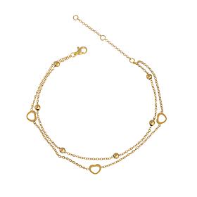 Stately Steel Open Heart Double-Strand Ankle Bracelet