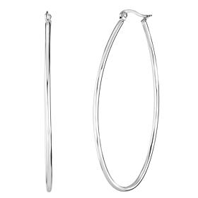 Stately Steel Oval Wire Hoop Earrings