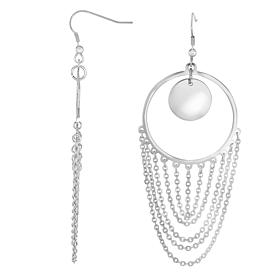 Stately Steel Round Chain Fringe Earrings