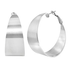 Stately Steel Satin Hoop Earrings