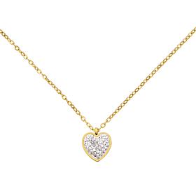 Stately Steel Stainless Steel CZ Heart Pendant Necklace