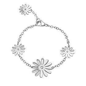 Stately Steel Stainless Steel Multi-Flower Station Bracelet