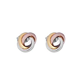 Stately Steel Tri-Colored Rolling Stud Earrings