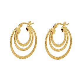 Stately Steel Triple-Round Hoop Earrings