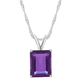 Sterling Silver 10x8mm Emerald-Cut Gemstone Pendant with Chain