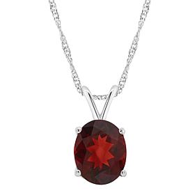 Sterling Silver 10x8mm Oval-Cut Gemstone Pendant with Chain