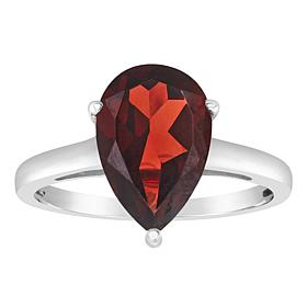 Sterling Silver 12x8mm Pear-Shaped Gemstone Ring