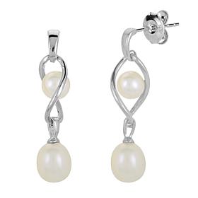 Sterling Silver 5-7mm Cultured Freshwater Pearl Twist Drop Earrings 
