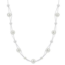 Sterling Silver 6-10mm Cultured Freshwater Pearl Illusion Necklace