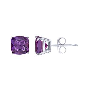 Sterling Silver 6mm Cushion-Cut Gemstone Stud Earrings