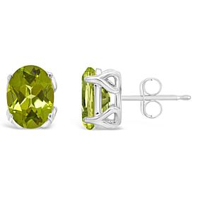 Sterling Silver 8x6mm Oval-Cut Gemstone Stud Earrings
