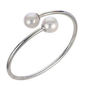 Sterling Silver Cultured Freshwater Pearl By-Pass Bangle Bracelet