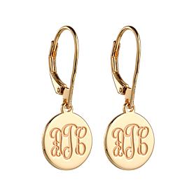 Sterling Silver Engraved Monogram Disc Dangle Earrings