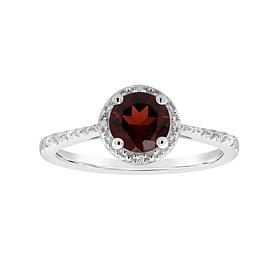 Sterling Silver Gemstone and Diamond 5mm Round Ring
