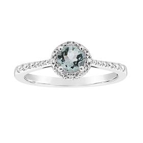 Sterling Silver Gemstone and Diamond 5mm Round Ring