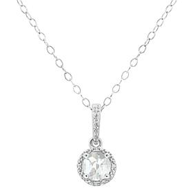Sterling Silver Gemstone and Diamond Round Pendant with Chain