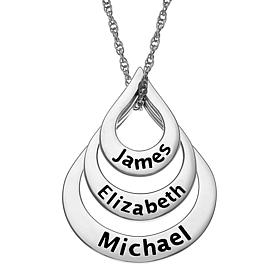 Sterling Silver Nesting Teardrop Names Necklace - 3 Names