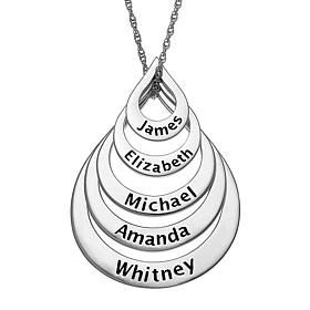 Sterling Silver Nesting Teardrop Names Necklace - 5 Names