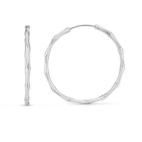 Sterling Silver Polished Bamboo Detail Hoop Earring