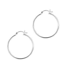 Sterling Silver Polished Round Tube Hoop Earrings - 1-1/8"