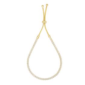 Sterling Silver Rhodium and Yellow Polished Round Adjustable Bracelet
