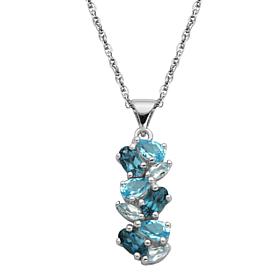 Sterling Silver Tonal Blue Topaz Pendant with 18" Chain Necklace