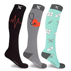TagCo Extreme Fit Doctor's Orders Knee-High Compression Socks 3-Pack